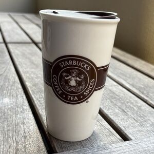 Starbucks Cream and Brown Ceramic Tumbler